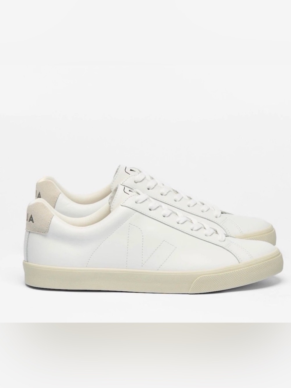 Veja Esplar Leather White Sneakers with Off-White Sole Size 8, EU 39